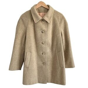 Vintage Tan Wool Oversized Raglan Button Down Long Coat